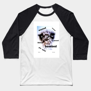 Sozzled Elvira the Emu Baseball T-Shirt